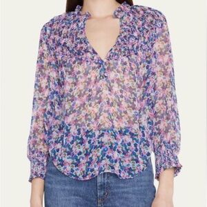 Veronica Beard Multicolor Floral 100% Silk Blouse Size 10